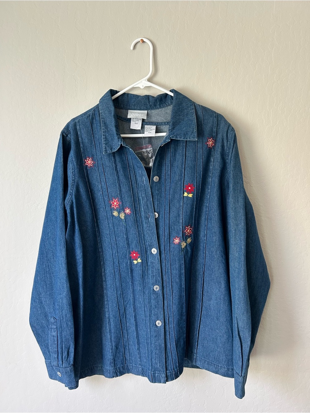 Blair Blue Denim 2 Piece Top with Floral Embroidery XL